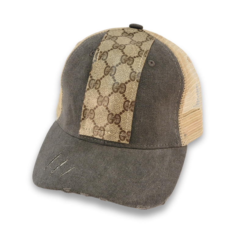 Couture Cap Trucker Hat In Upcycled LV, GG