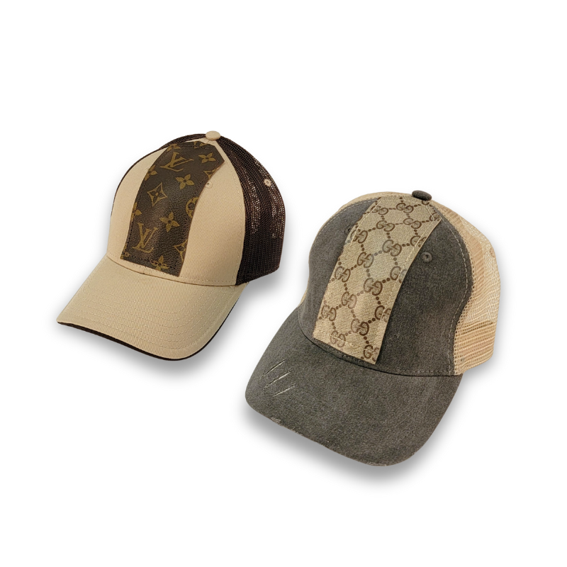 Couture Cap Trucker Hat In Upcycled LV, GG