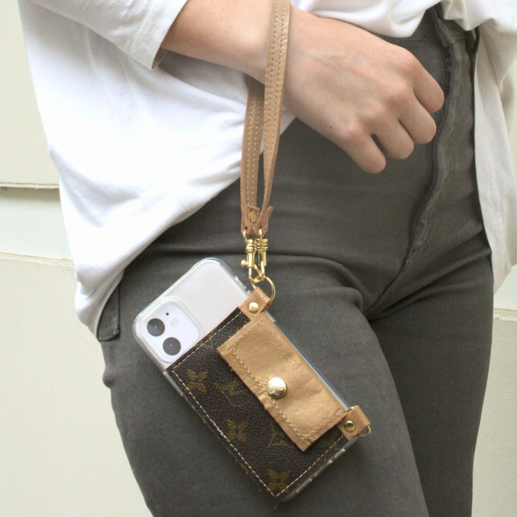 LV Eva Upcycled Designer Phone Wallet Crossbody