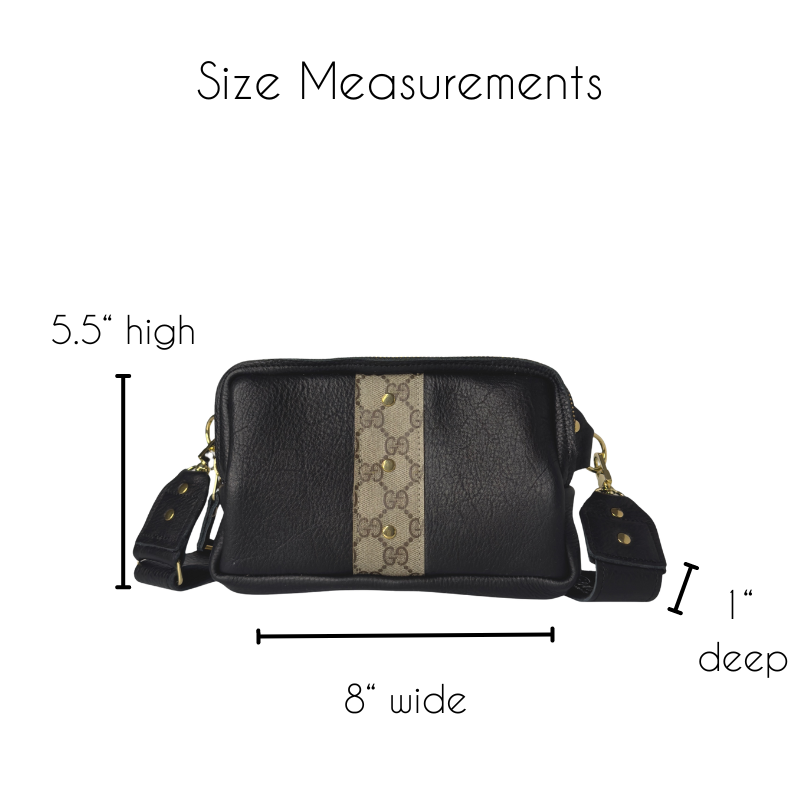 Bella Belt Bag In Black Leather | Upcycled GG