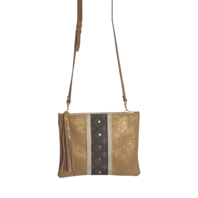 Upcycled LV Crossbody Bag in Bronze Leather | Caroline