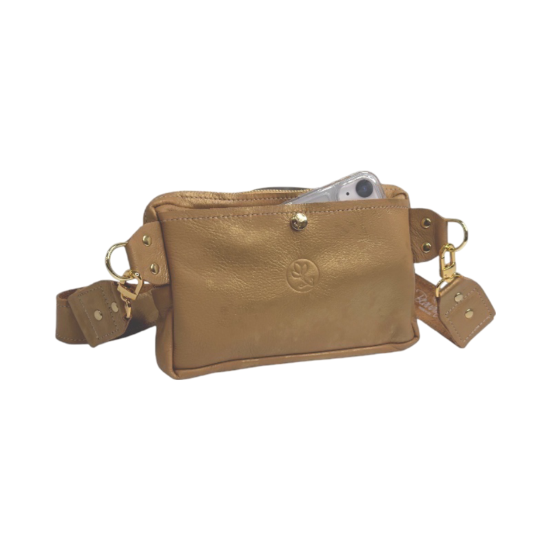 Bella Belt Bag In Bronze Leather | Upcycled LV Full Front