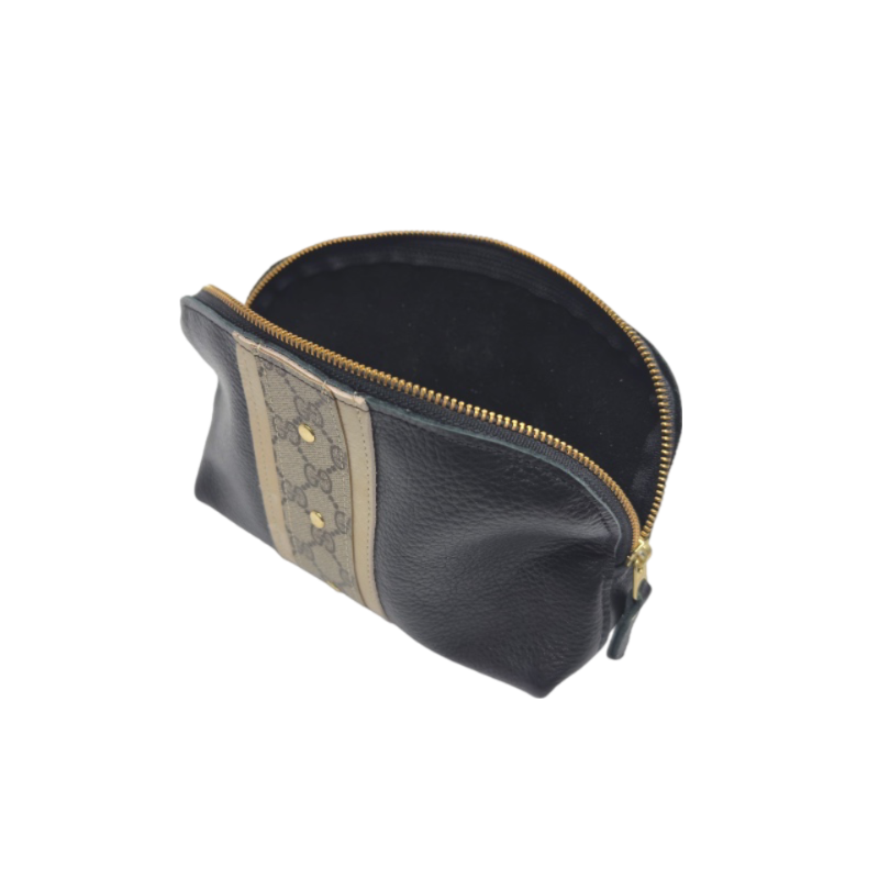 Clara Cosmetic Pouch In Leather | Upcycled GG