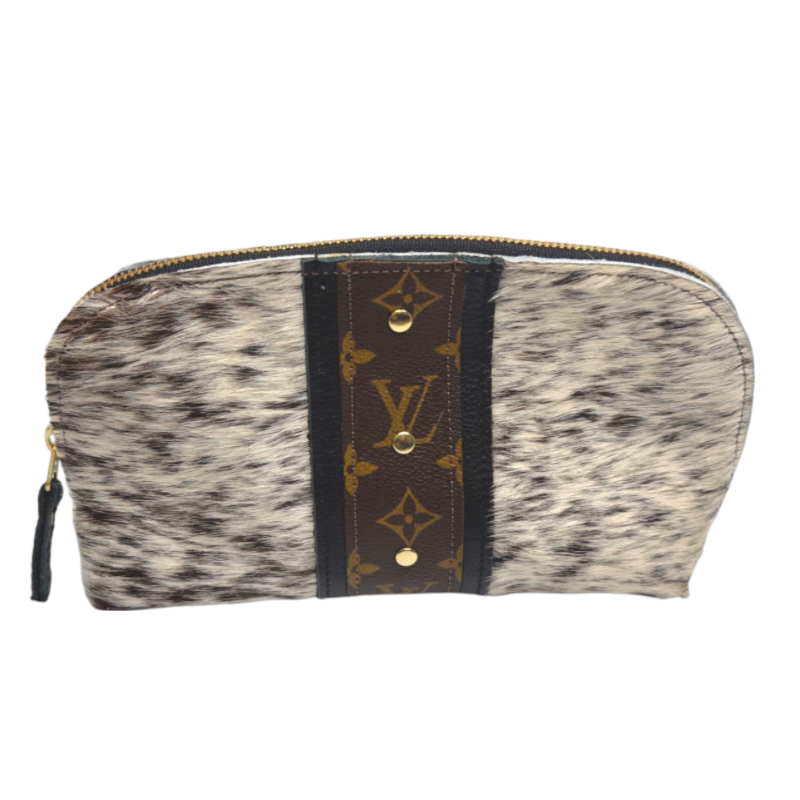 Clara Cosmetic Pouch In Leather | Upcycled LV