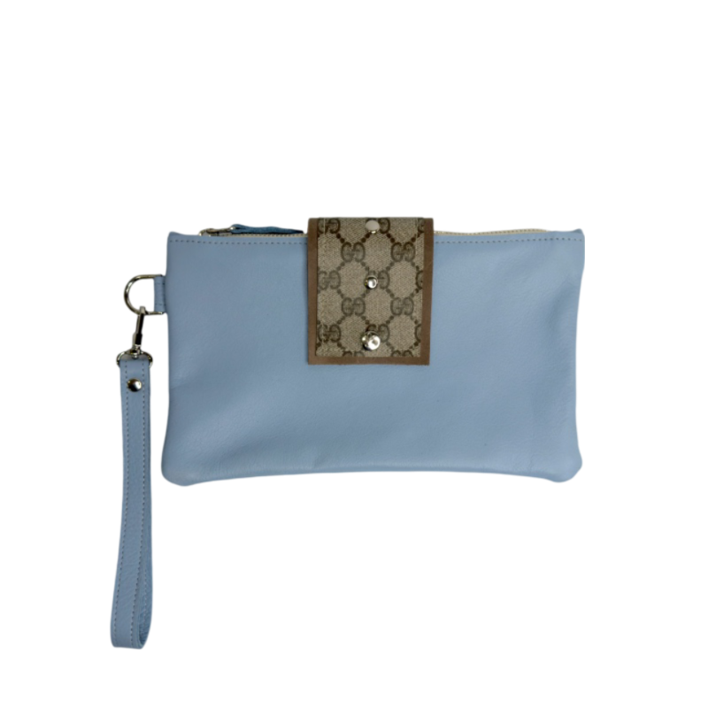 Stella Wristlet In Chambray Leather | Upcycled GG