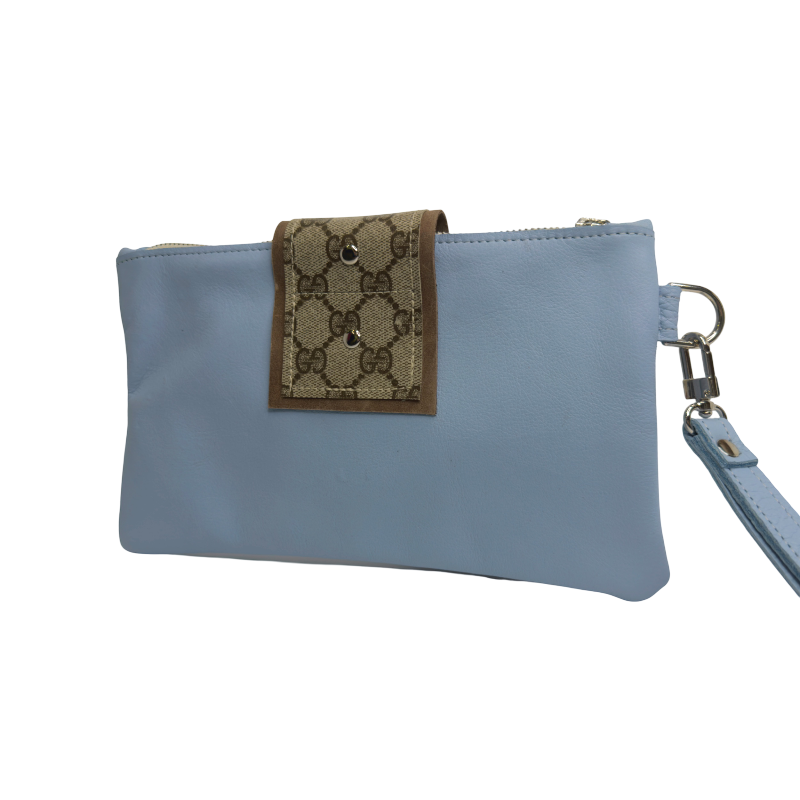 Stella Wristlet In Chambray Leather | Upcycled GG