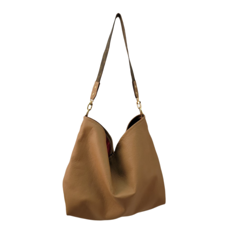 Sheila Shoulder Bag In Mocha Mousse Leather | Upcycled LV