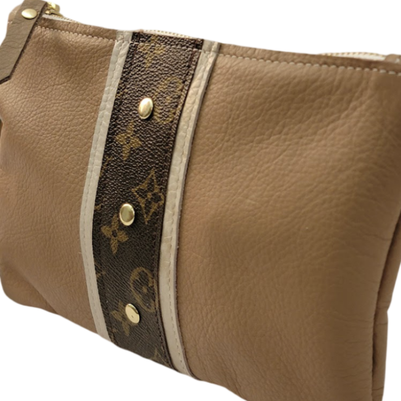 Cathy Wristlet In Mocha Mousse Leather | Upcycled LV