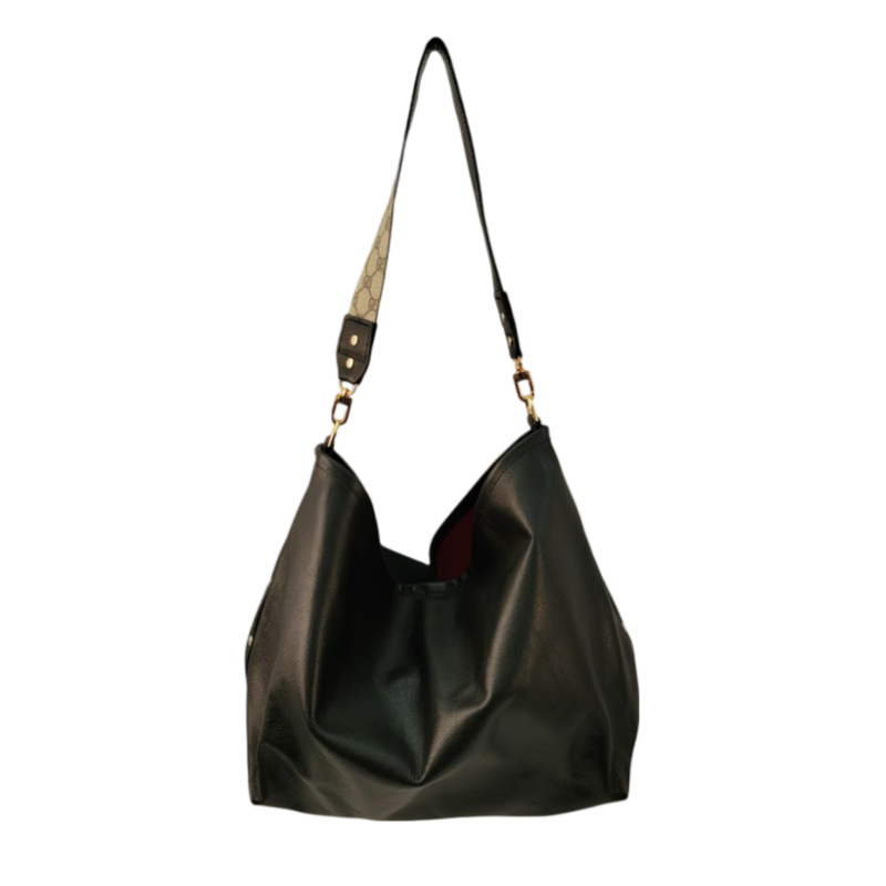 Sheila Shoulder Bag In Black Leather | Upcycled Gucci