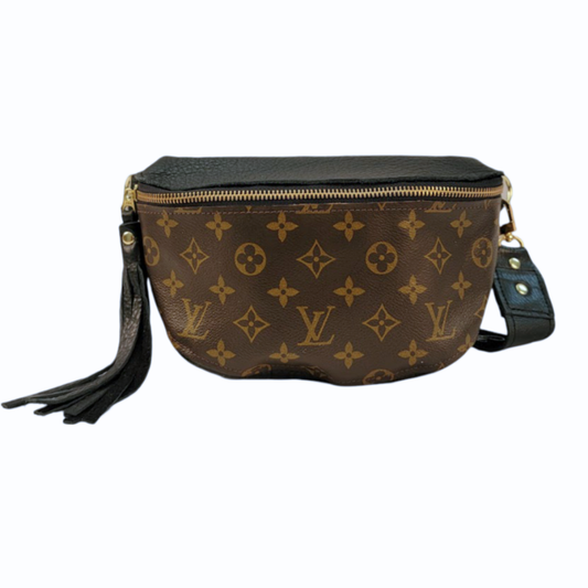 Upcycled LV Full Front Belt Bag in Black Leather | Britt