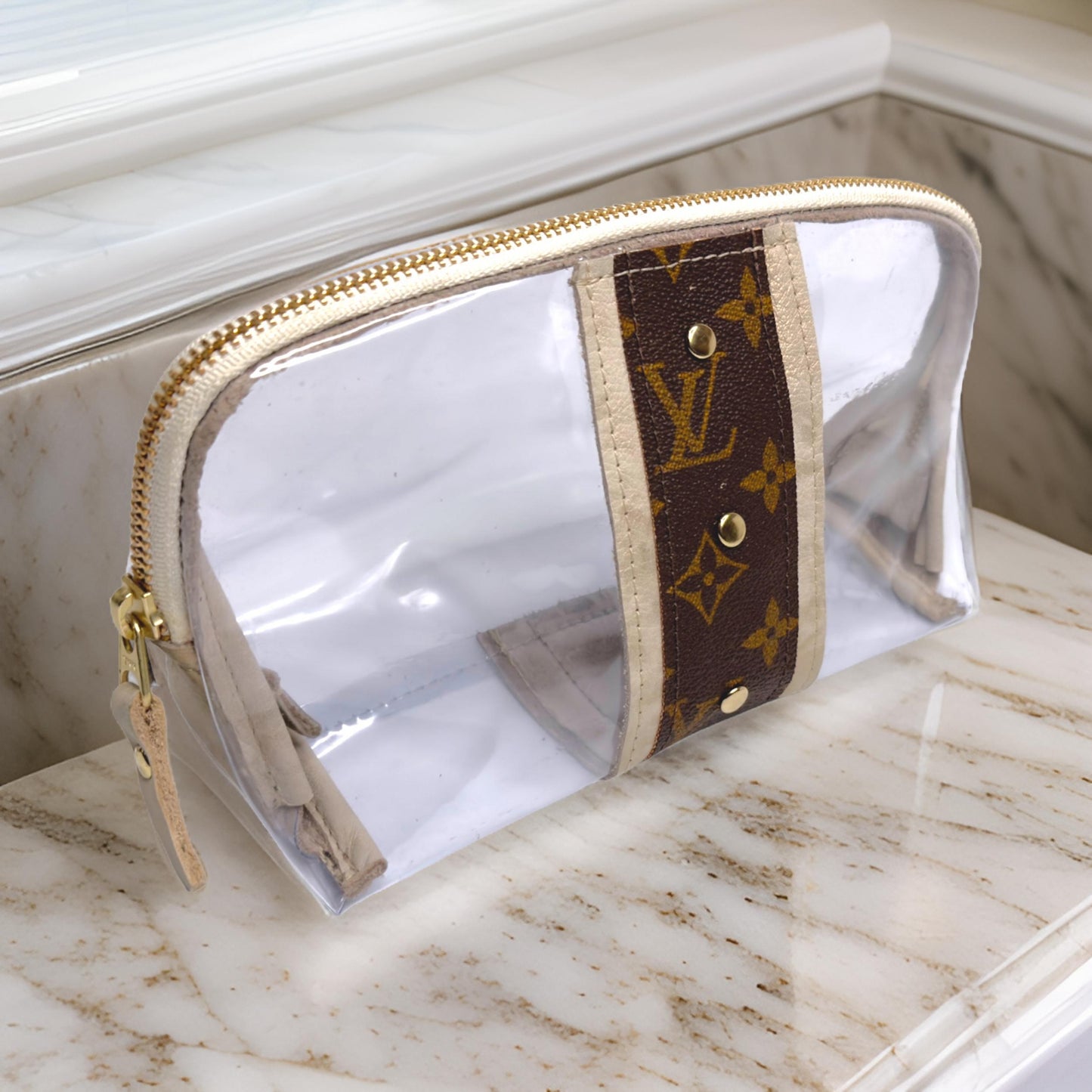 Clara Cosmetic Pouch In VinylVogue | Upcycled LV, GG